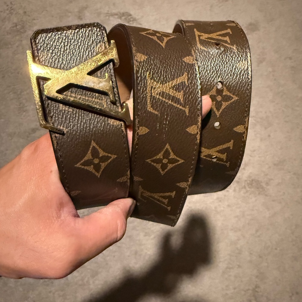 Louis Vuitton Monogram Belt with Gold Buckle